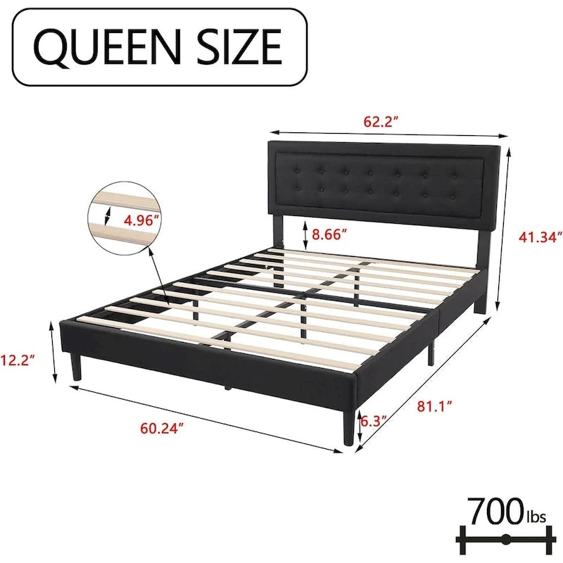 Estructura de cama tipo plataforma con capitoné de terciopelo (Negro/Blanco/Rosa/Beige) – Individual/Matrimonial/Queen/King, requiere 2 personas para el montaje
