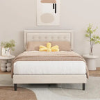Estructura de cama tipo plataforma con capitoné de terciopelo (Negro/Blanco/Rosa/Beige) – Individual/Matrimonial/Queen/King, requiere 2 personas para el montaje