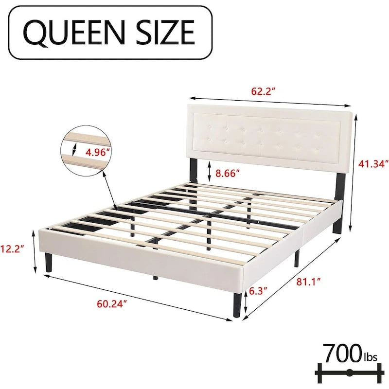Estructura de cama tipo plataforma con capitoné de terciopelo (Negro/Blanco/Rosa/Beige) – Individual/Matrimonial/Queen/King, requiere 2 personas para el montaje