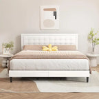 Estructura de cama tipo plataforma con capitoné de terciopelo (Negro/Blanco/Rosa/Beige) – Individual/Matrimonial/Queen/King, requiere 2 personas para el montaje