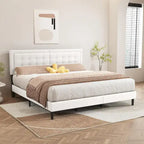 Estructura de cama tipo plataforma con capitoné de terciopelo (Negro/Blanco/Rosa/Beige) – Individual/Matrimonial/Queen/King, requiere 2 personas para el montaje