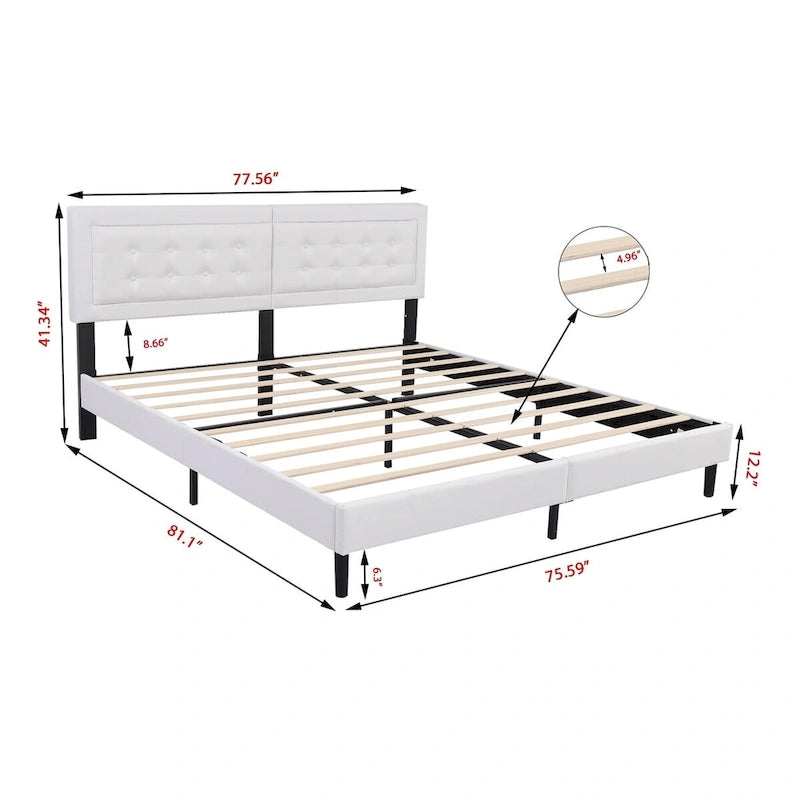 Estructura de cama tipo plataforma con capitoné de terciopelo (Negro/Blanco/Rosa/Beige) – Individual/Matrimonial/Queen/King, requiere 2 personas para el montaje
