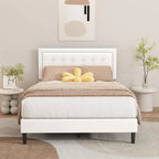 Estructura de cama tipo plataforma con capitoné de terciopelo (Negro/Blanco/Rosa/Beige) – Individual/Matrimonial/Queen/King, requiere 2 personas para el montaje