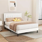 Estructura de cama tipo plataforma con capitoné de terciopelo (Negro/Blanco/Rosa/Beige) – Individual/Matrimonial/Queen/King, requiere 2 personas para el montaje