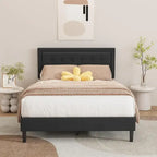 Estructura de cama tipo plataforma con capitoné de terciopelo (Negro/Blanco/Rosa/Beige) – Individual/Matrimonial/Queen/King, requiere 2 personas para el montaje