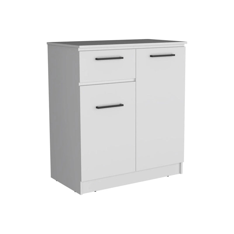 Cómoda Gabinete de 2 Puertas Blanca/Negra con Cajón Único
