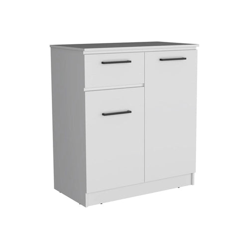 Cómoda Gabinete de 2 Puertas Blanca/Negra con Cajón Único