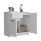Cómoda Gabinete de 2 Puertas Blanca/Negra con Cajón Único