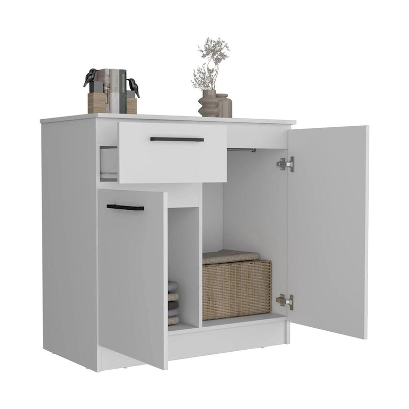 Cómoda Gabinete de 2 Puertas Blanca/Negra con Cajón Único