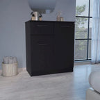 Cómoda Gabinete de 2 Puertas Blanca/Negra con Cajón Único