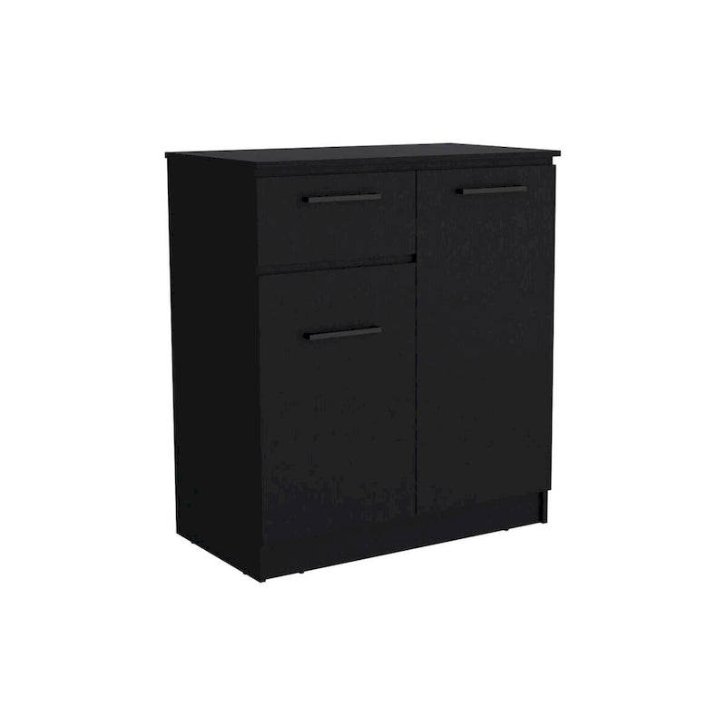 Cómoda Gabinete de 2 Puertas Blanca/Negra con Cajón Único