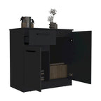 Cómoda Gabinete de 2 Puertas Blanca/Negra con Cajón Único