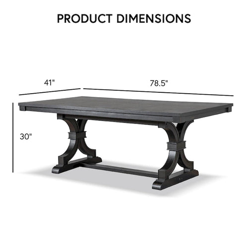 Mesa de comedor rústica negra, base de caballete, para 6 personas