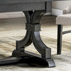 Mesa de comedor rústica negra, base de caballete, para 6 personas