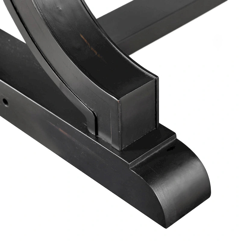 Mesa de comedor rústica negra, base de caballete, para 6 personas