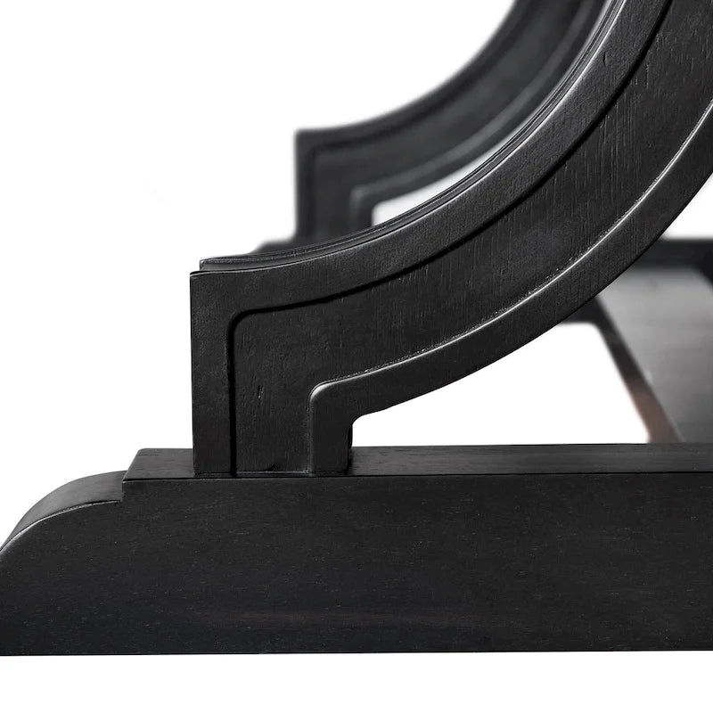 Mesa de comedor rústica negra, base de caballete, para 6 personas