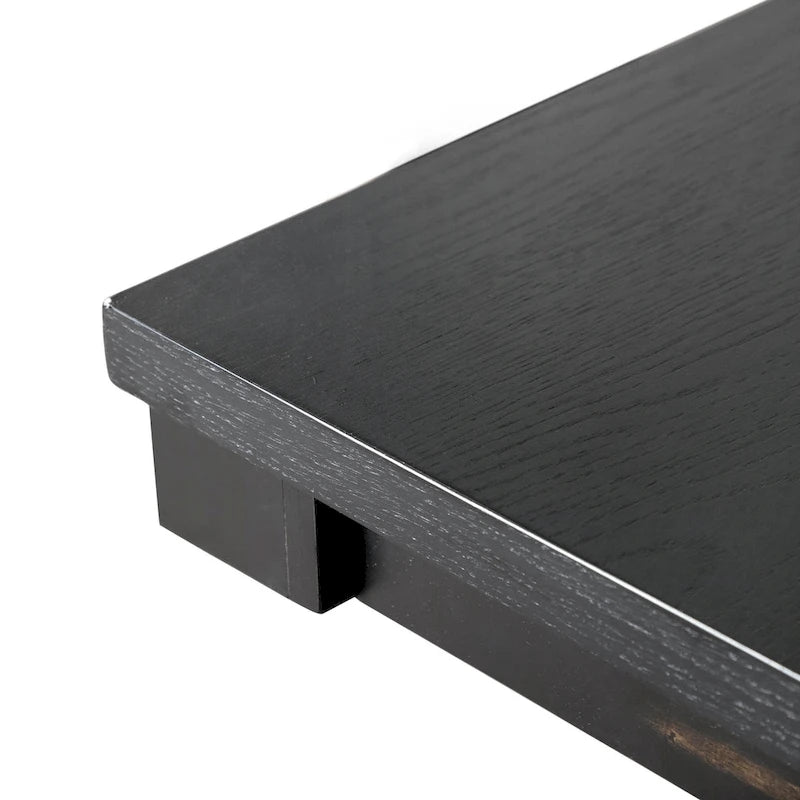Mesa de comedor rústica negra, base de caballete, para 6 personas