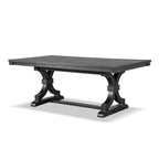 Mesa de comedor rústica negra, base de caballete, para 6 personas