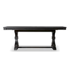 Mesa de comedor rústica negra, base de caballete, para 6 personas