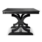 Mesa de comedor rústica negra, base de caballete, para 6 personas