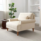 Sillón de exterior con respaldo de listones, 1 plaza – Beige / Blanco / Verde