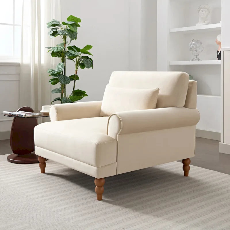 Sillón de exterior con respaldo de listones, 1 plaza – Beige / Blanco / Verde