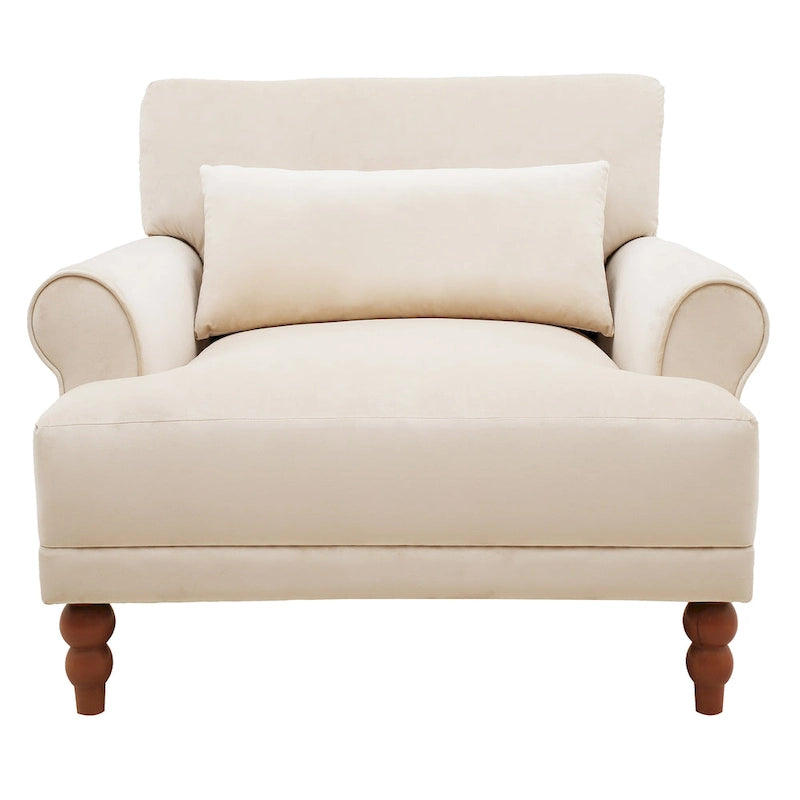 Sillón de exterior con respaldo de listones, 1 plaza – Beige / Blanco / Verde