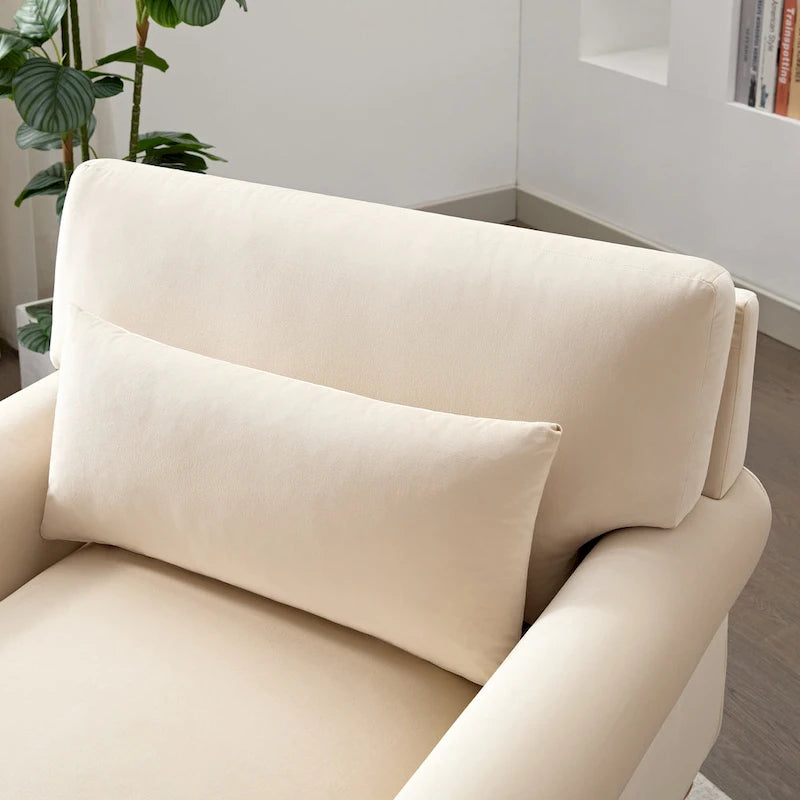 Sillón de exterior con respaldo de listones, 1 plaza – Beige / Blanco / Verde