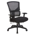 Silla de oficina negra ajustable – Asiento de malla/tela, base de nailon/aluminio, 1 persona