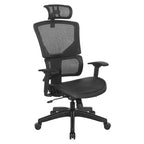 Silla de oficina negra ajustable – Asiento de malla/tela, base de nailon/aluminio, 1 persona