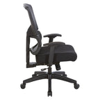 Silla de oficina negra ajustable – Asiento de malla/tela, base de nailon/aluminio, 1 persona