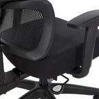 Silla de oficina negra ajustable – Asiento de malla/tela, base de nailon/aluminio, 1 persona