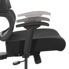 Silla de oficina negra ajustable – Asiento de malla/tela, base de nailon/aluminio, 1 persona