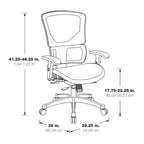 Silla de oficina negra ajustable – Asiento de malla/tela, base de nailon/aluminio, 1 persona
