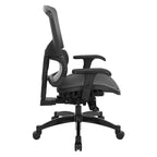 Silla de oficina negra ajustable – Asiento de malla/tela, base de nailon/aluminio, 1 persona