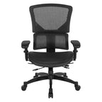 Silla de oficina negra ajustable – Asiento de malla/tela, base de nailon/aluminio, 1 persona