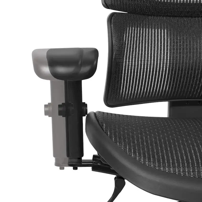 Silla de oficina negra ajustable – Asiento de malla/tela, base de nailon/aluminio, 1 persona