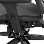 Silla de oficina negra ajustable – Asiento de malla/tela, base de nailon/aluminio, 1 persona