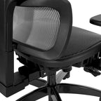 Silla de oficina negra ajustable – Asiento de malla/tela, base de nailon/aluminio, 1 persona