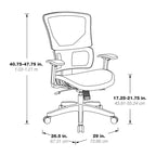 Silla de oficina negra ajustable – Asiento de malla/tela, base de nailon/aluminio, 1 persona