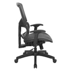 Silla de oficina negra ajustable – Asiento de malla/tela, base de nailon/aluminio, 1 persona