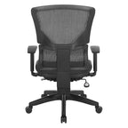 Silla de oficina negra ajustable – Asiento de malla/tela, base de nailon/aluminio, 1 persona