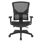 Silla de oficina negra ajustable – Asiento de malla/tela, base de nailon/aluminio, 1 persona