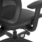 Silla de oficina negra ajustable – Asiento de malla/tela, base de nailon/aluminio, 1 persona