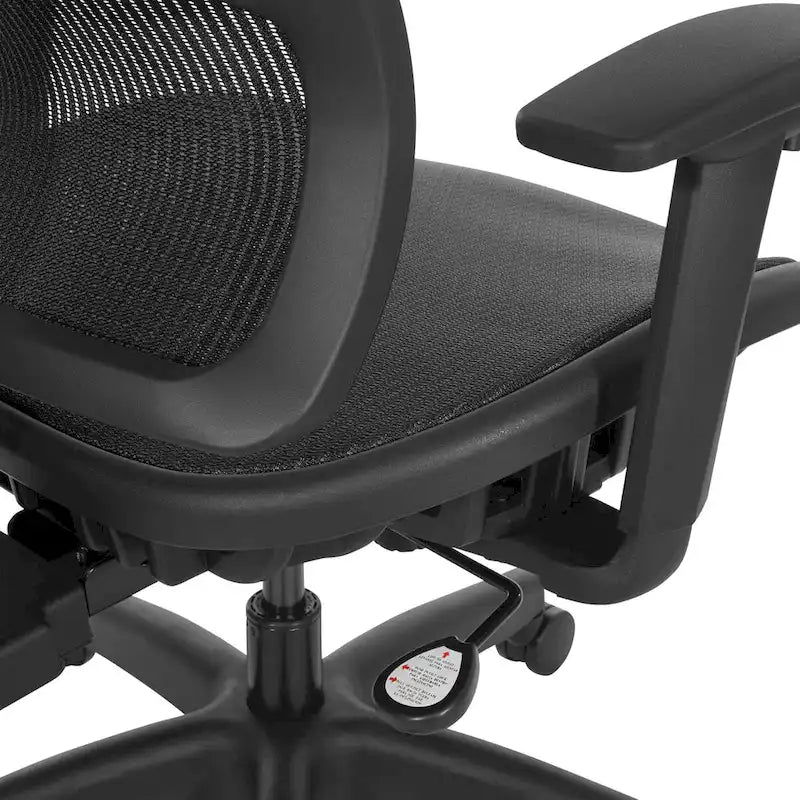 Silla de oficina negra ajustable – Asiento de malla/tela, base de nailon/aluminio, 1 persona