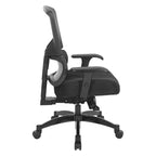 Silla de oficina negra ajustable – Asiento de malla/tela, base de nailon/aluminio, 1 persona